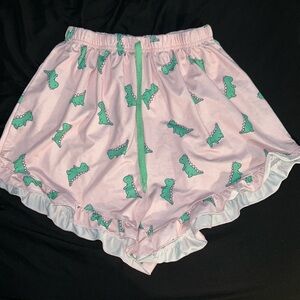 Pink dinosaur sleep shorts